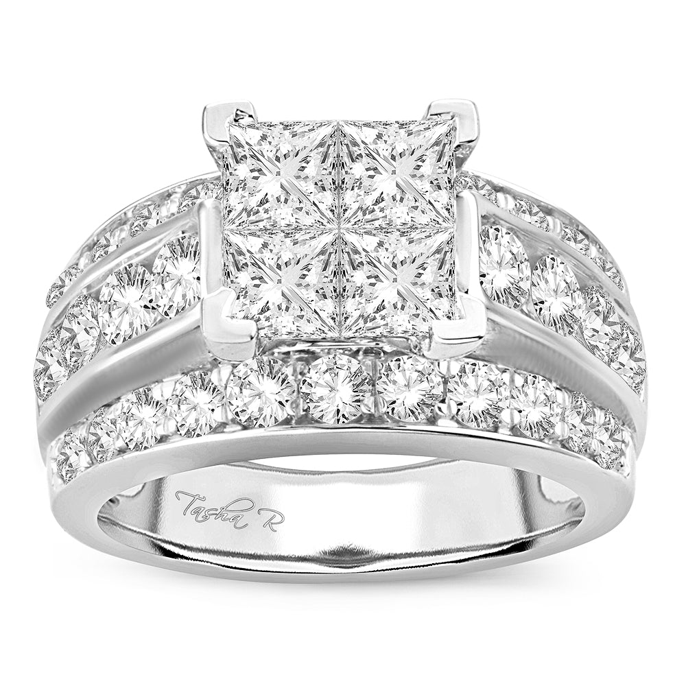 14K White Gold Gorgeous  3.50Ct  Pr/Ct   Diamond  Ring.