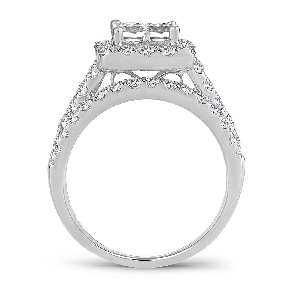 14K White Gold Elegant  1.75Ct Bridal Ring