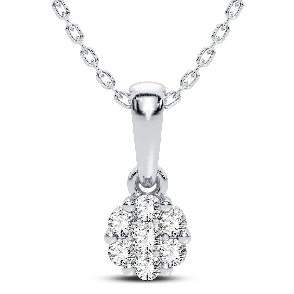 14K White Gold Dazzling 0.15Ct Diamond Pendant