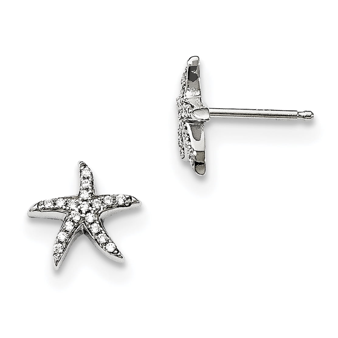 Sterling Silver CZ Brilliant Embers Starfish Earrings QMP1464