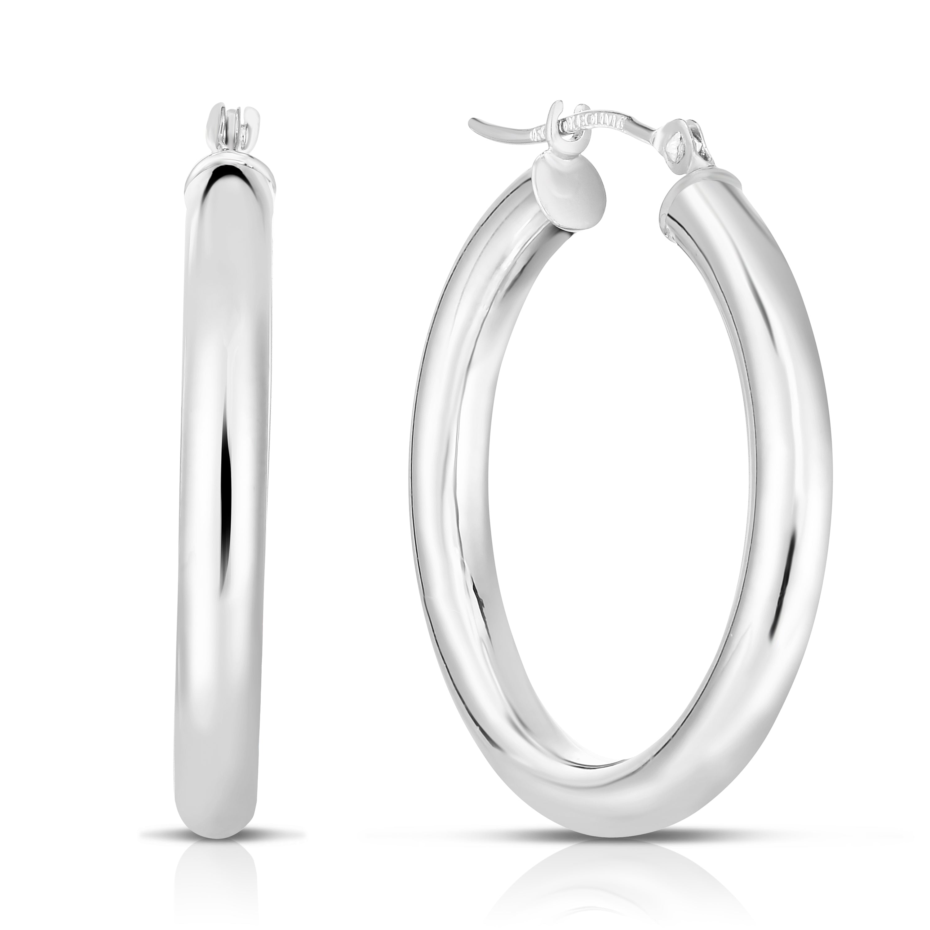 10K White Gold 3x25mm Hoop Earring