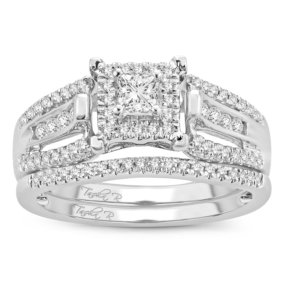 14K White Gold Magnifcnet 0.52 Princess Cut Bridal