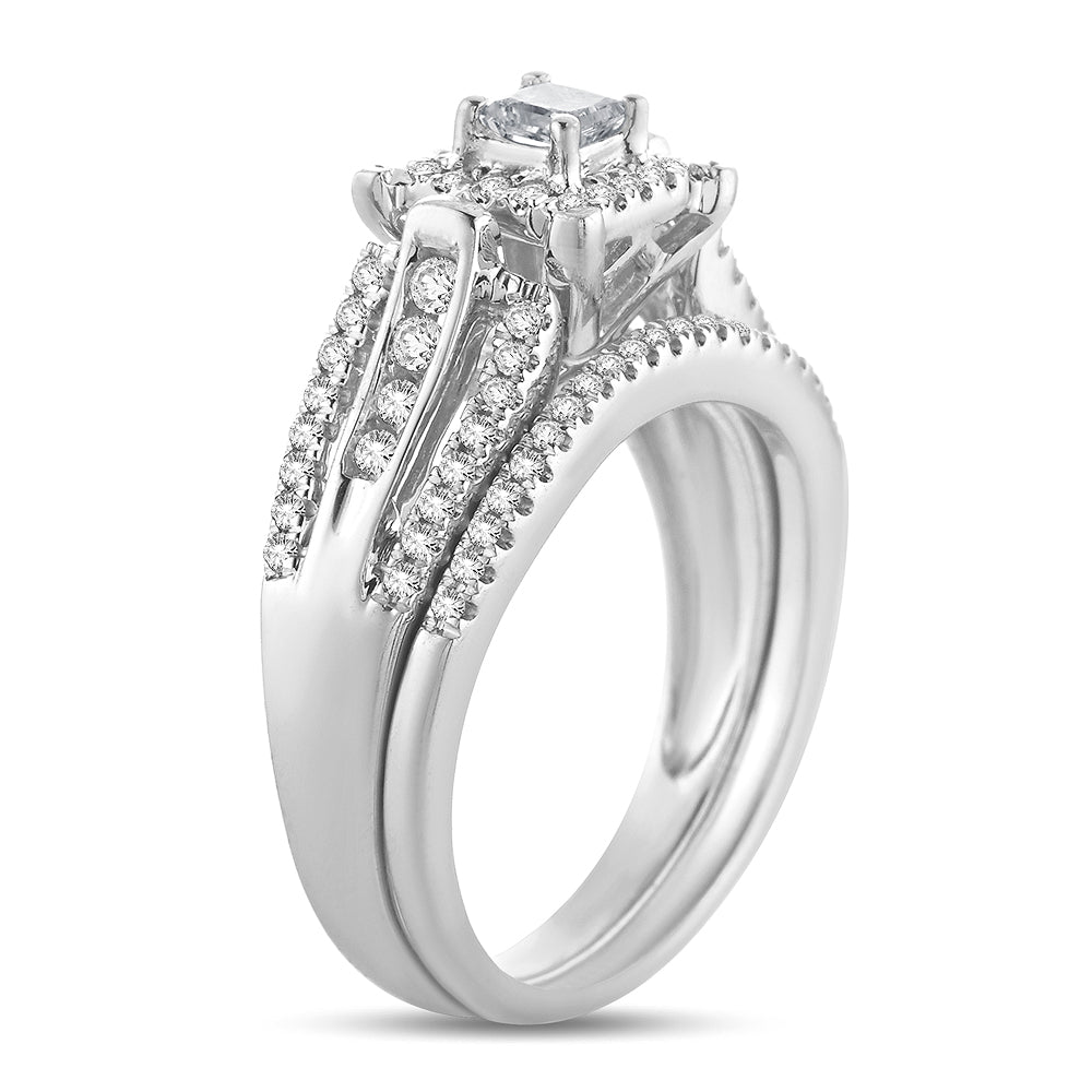 14K White Gold Magnifcnet 0.52 Princess Cut Bridal