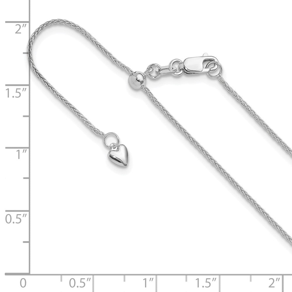 14K White Gold Adjustable 1mm Wheat Chain