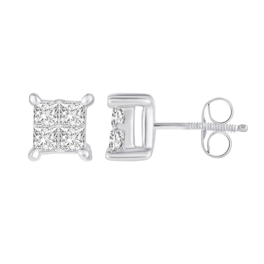 14K White Gold Magnifcnet  0.25Ct Diamond Earring