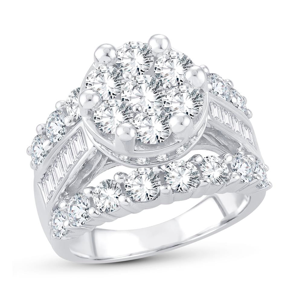 14K White Gold Exquisite 4.01 Bridal Ring