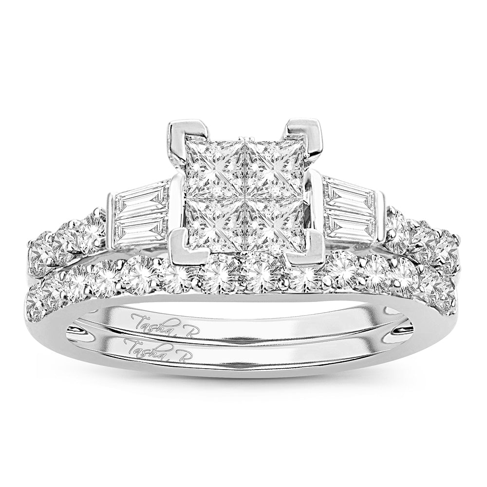 14K White Gold Magnifcnet  1.50Ct Diamond Bridal  Ring