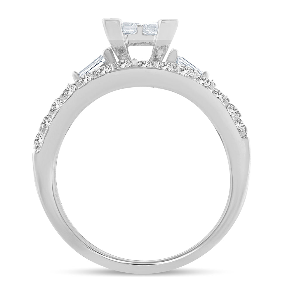 14K White Gold Magnifcnet  1.50Ct Diamond Bridal  Ring