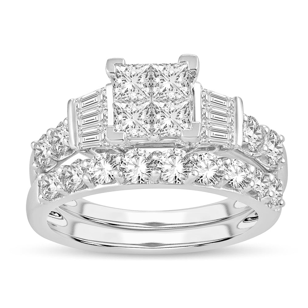 14K White Gold Dazzling  2.00Ct Diamond Bridal  Ring