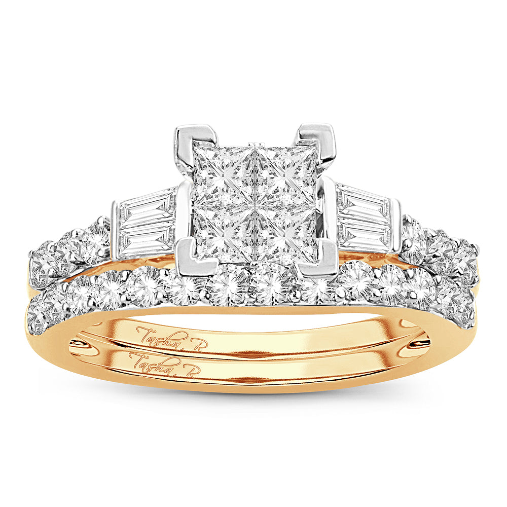 14K Yellow Gold Dazzling  1.50Ct Diamond Bridal  Ring