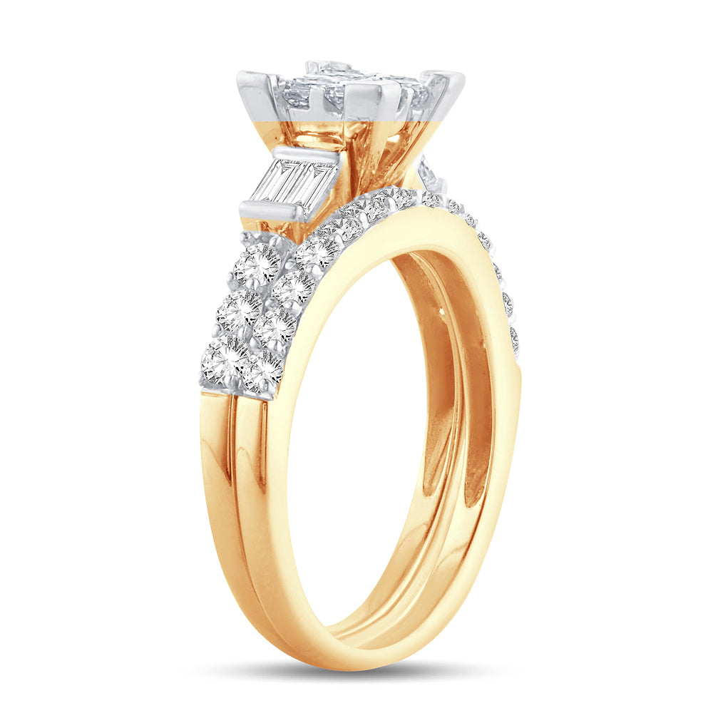 14K Yellow Gold Dazzling  1.50Ct Diamond Bridal  Ring