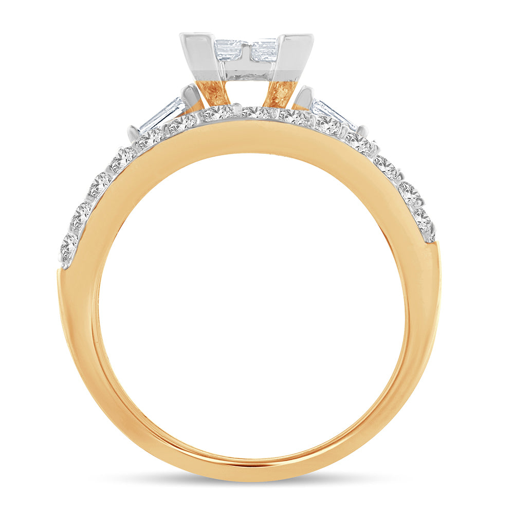 14K Yellow Gold Dazzling  1.50Ct Diamond Bridal  Ring