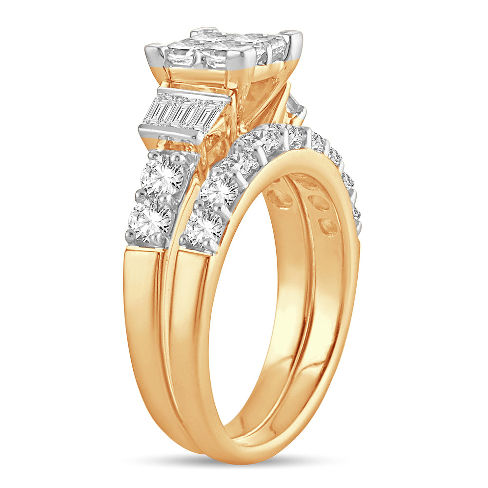 14K Yellow Gold Exquisite  2.00Ct Diamond Bridal  Ring