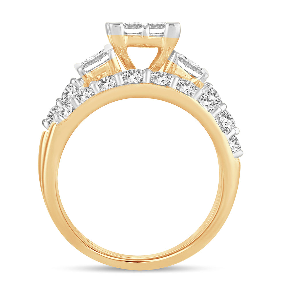 14K Yellow Gold Exquisite  2.00Ct Diamond Bridal  Ring