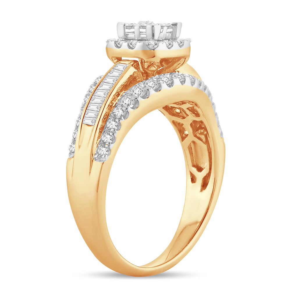 14K Yellow Gold Magnifcnet  2.00Ct Pr/Ct  Diamond Bridal   Ring