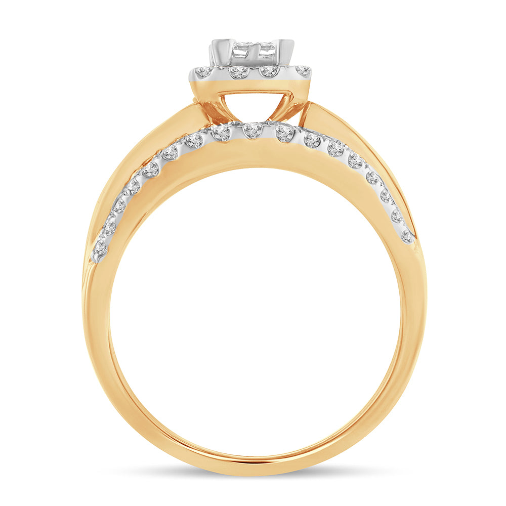 14K Yellow Gold Magnifcnet  2.00Ct Pr/Ct  Diamond Bridal   Ring