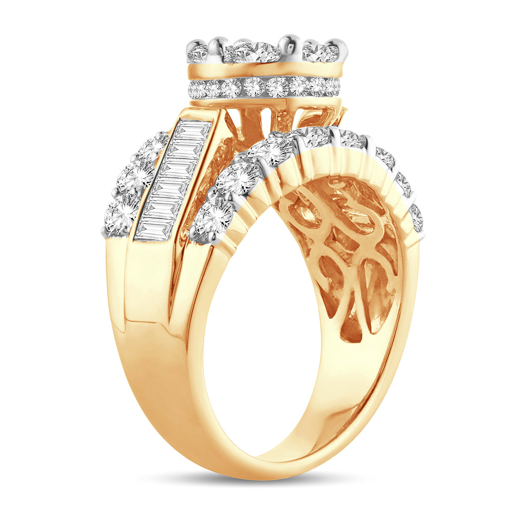 14K Yellow Gold Elegant  3.00Ct Diamond Ring