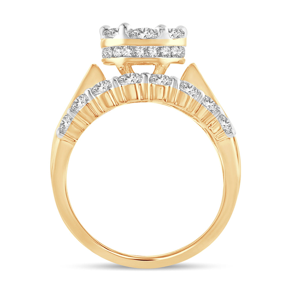 14K Yellow Gold Elegant  3.00Ct Diamond Ring