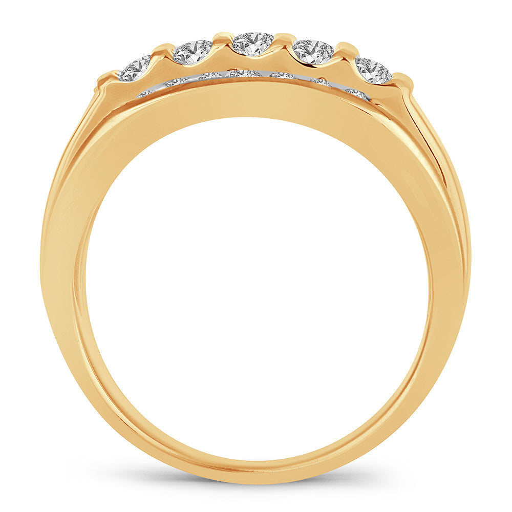 14K Yellow Gold Elegant  1.00Ct Diamond Mens Ring