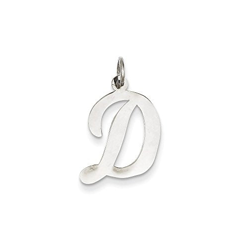 14k White Gold Large Script Letter D Initial Charm