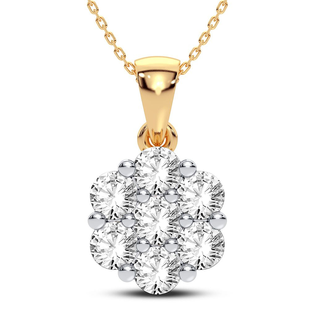 14K Yellow Gold Dazzling 0.75Ct Diamond Pendant