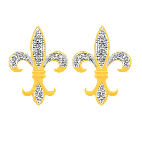 10K Yellow Yellow Gold Earring With 0.10 Ct Round Micro Pave Diamonds