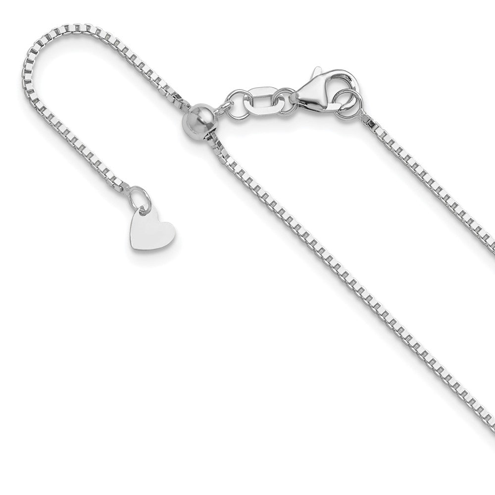 14K White Gold Adjustable 1mm Box Chain