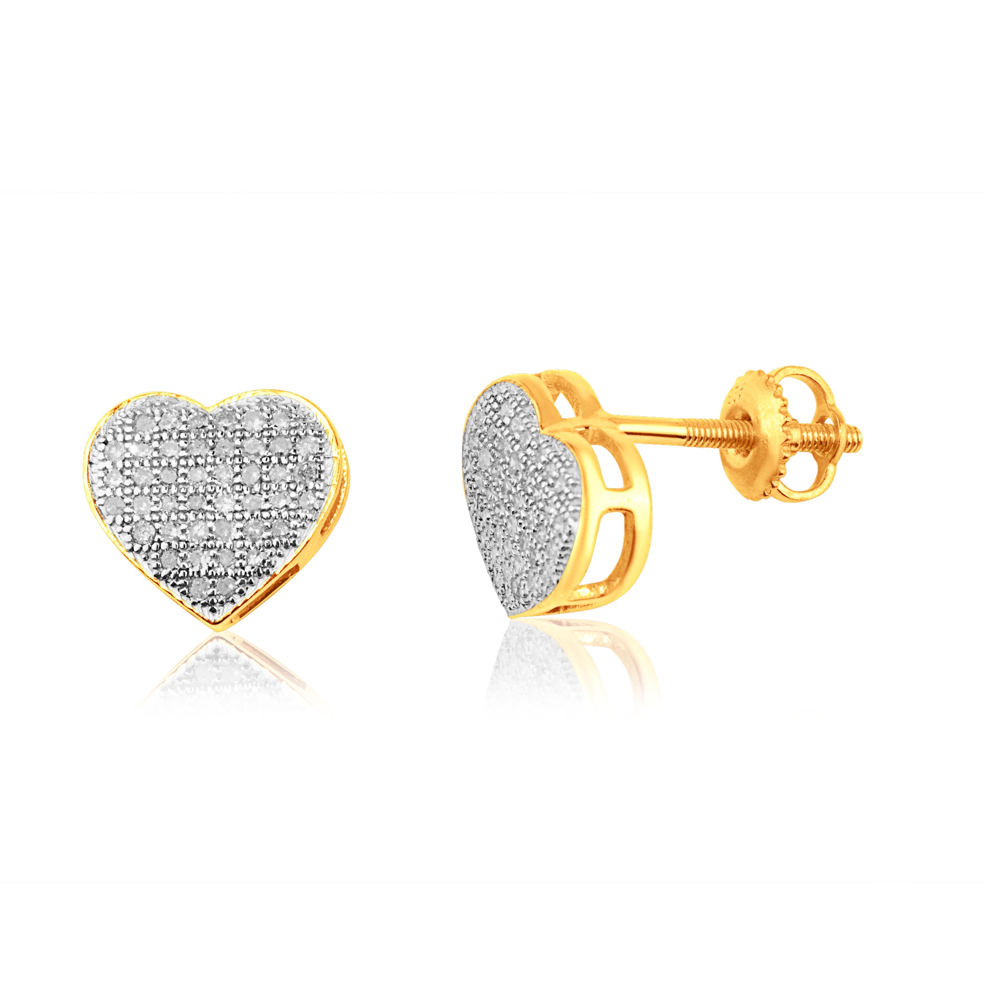 10K Yellow 0.25Ct D-Heart Earrings