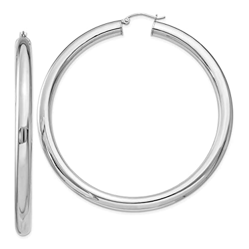 Sterling Silver Rhodium-plated 5mm Polished Hoop Earrings QE4411