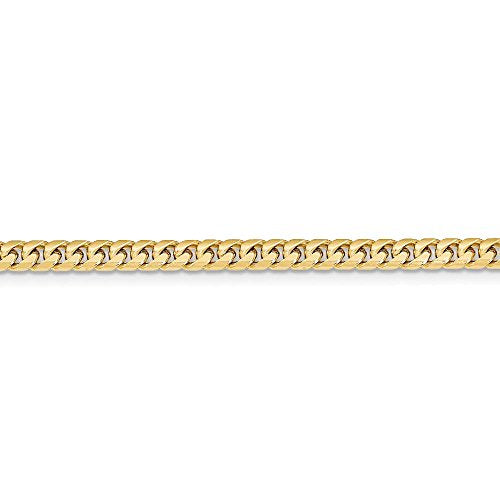 14K 7 inch 4.3mm Solid Miami Cuban Link with Lobster Clasp Bracelet