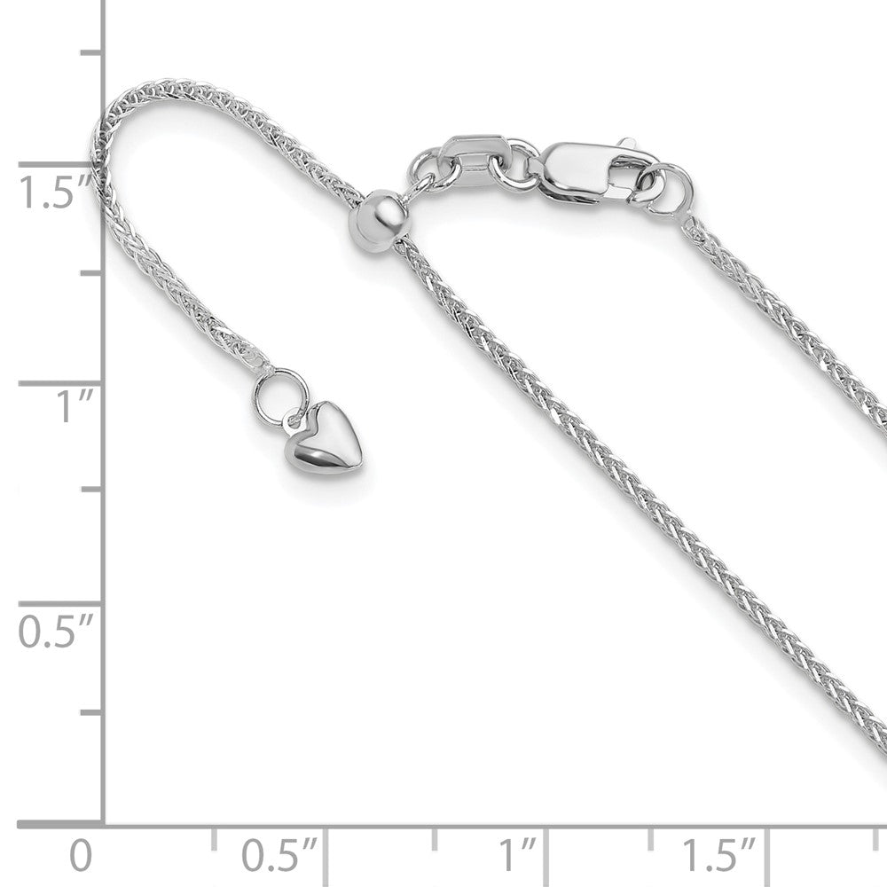 14K White Gold Adjustable 1mm Quadra Wheat Chain