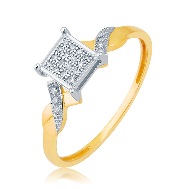 10K Yellow Yellow Gold Ladies Ring With 0.07 Ct Round Micro Pave Diamond