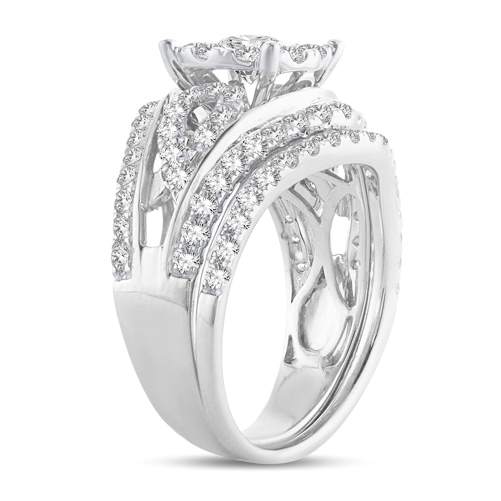 14K White Gold Gorgeous  1.90Ct  Diamond  Bridal  Ring