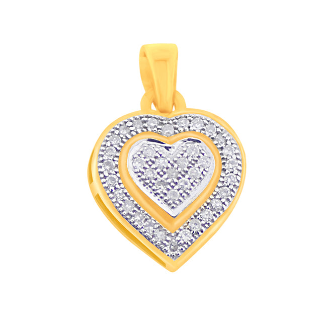 10K Yellow 0.10Ct D- Heart Charm