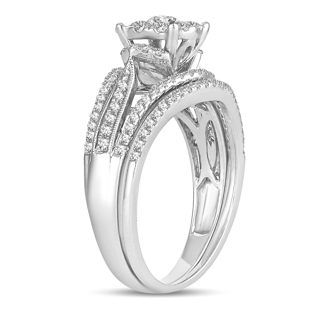 14K White Gold Beautiful  0.75Ct  Diamond  Bridal  Ring