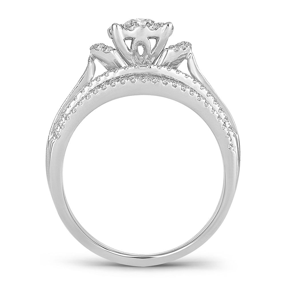 14K White Gold Beautiful  0.75Ct  Diamond  Bridal  Ring