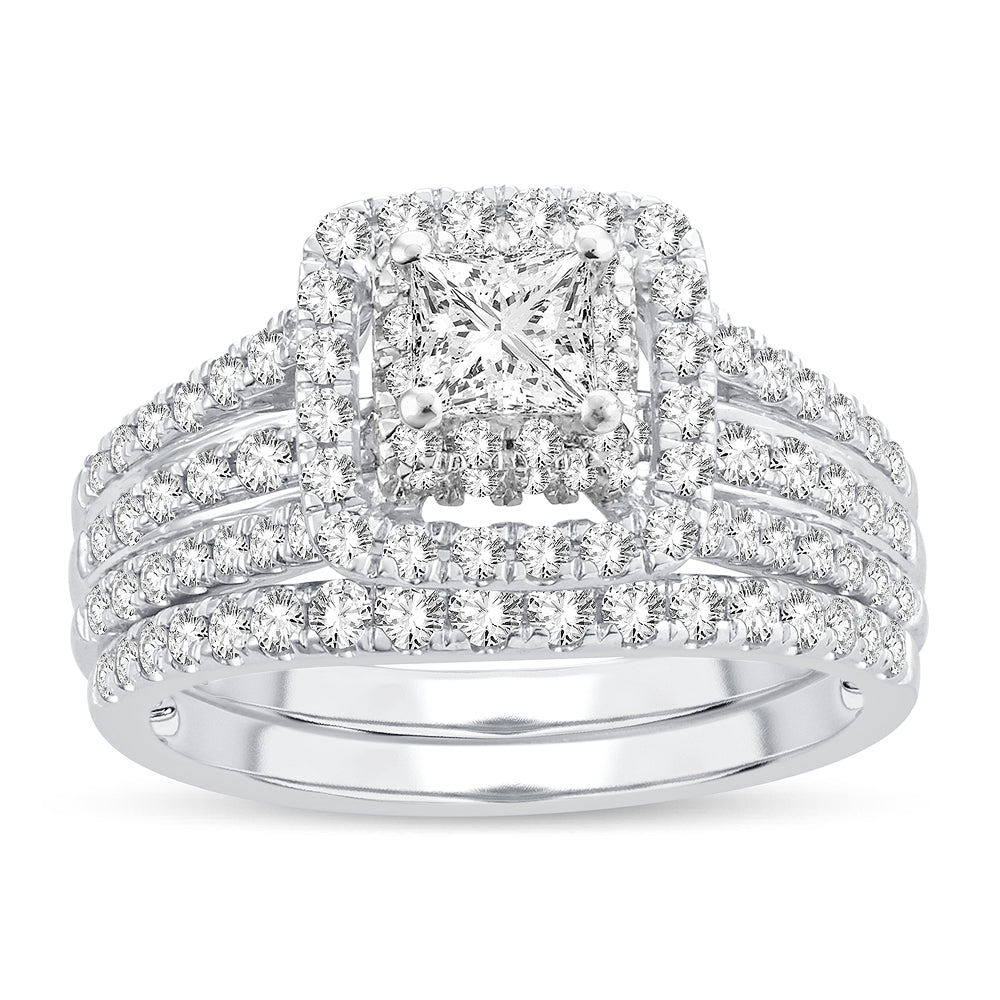 14K White Gold Magnifcnet  1.50Ct  Diamond  Bridal  Ring