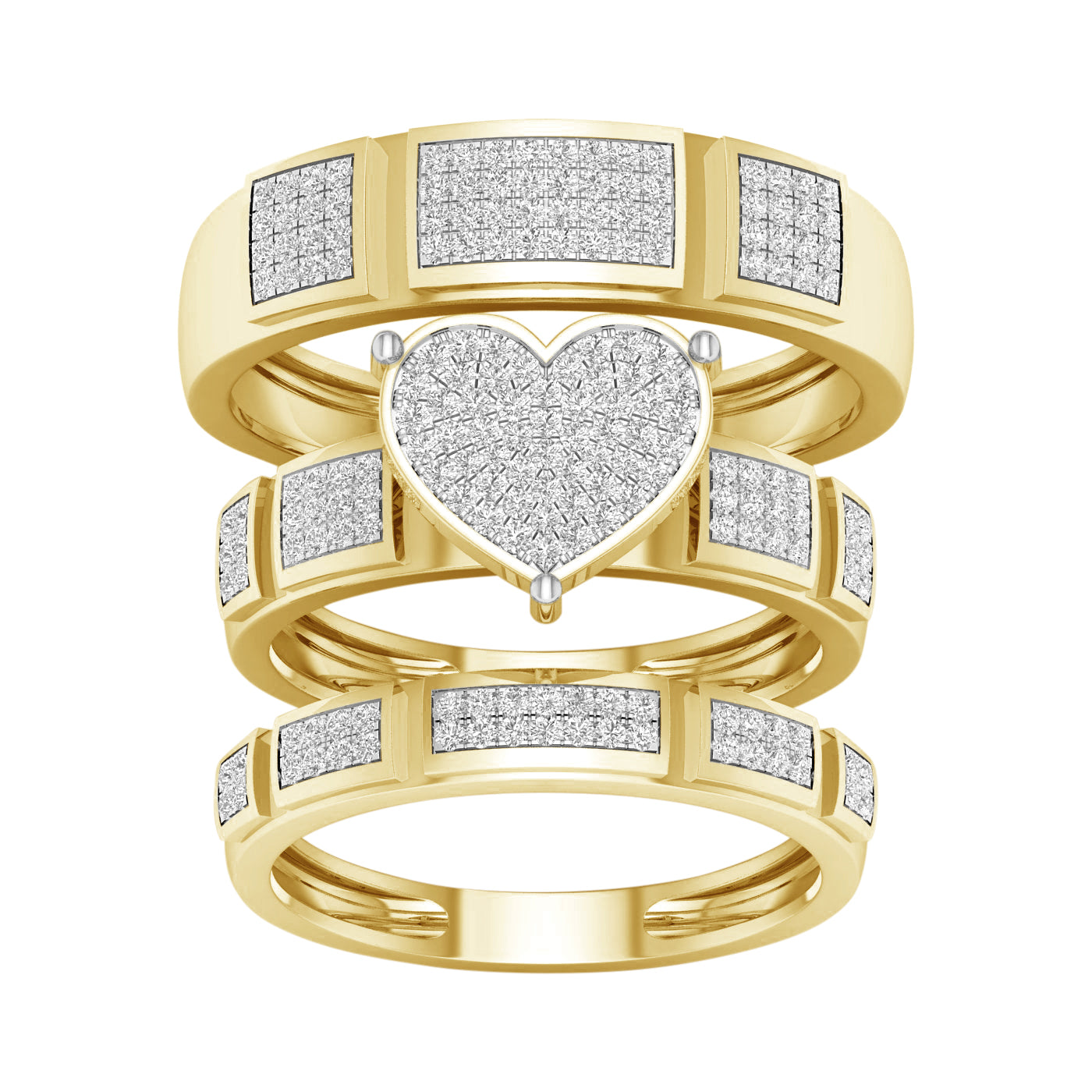 10K Yellow Gold Exquisite   0.50Ct  Diamond  Trio  Set