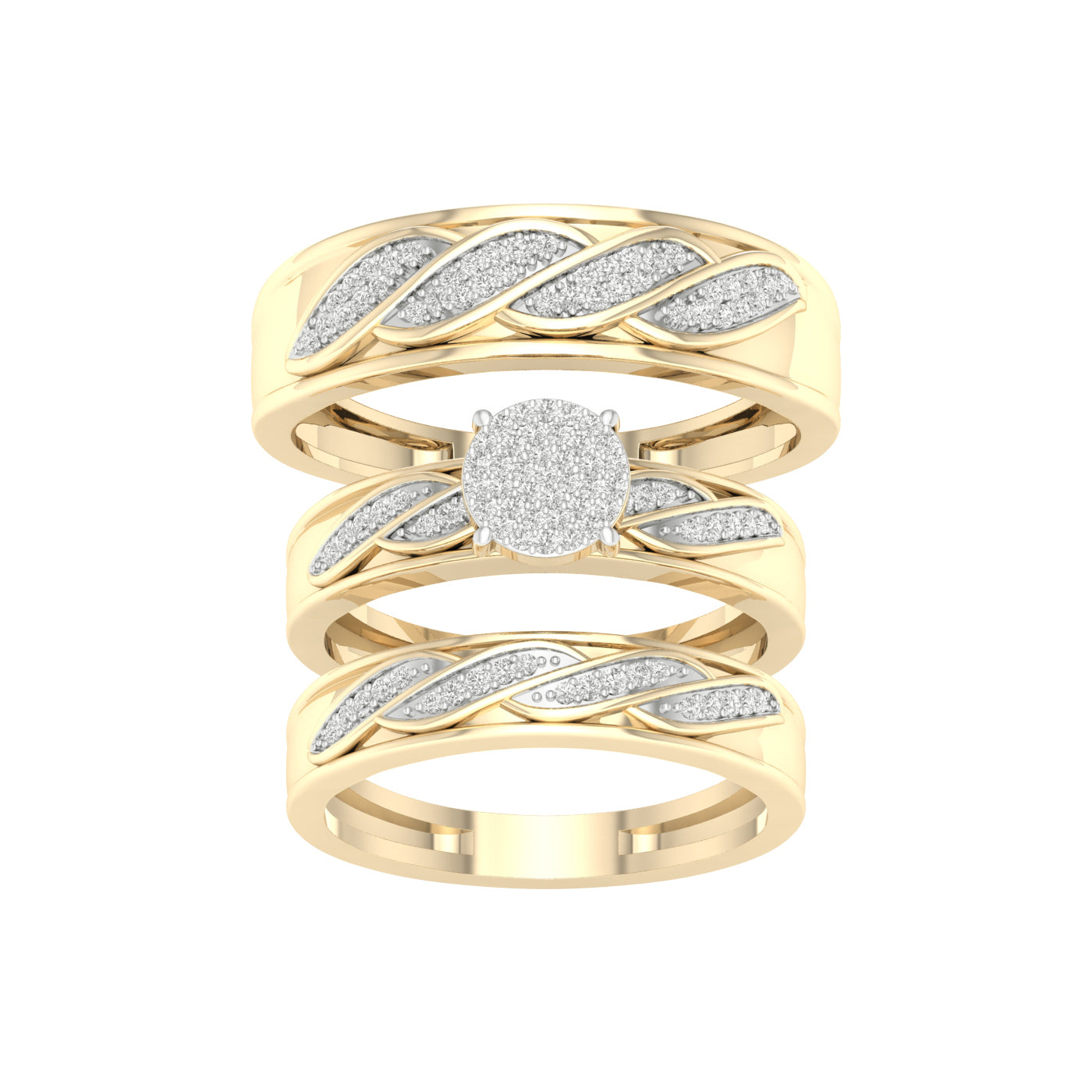 10K Yellow Gold Elegant 0.33Ct Diamond Trio Set