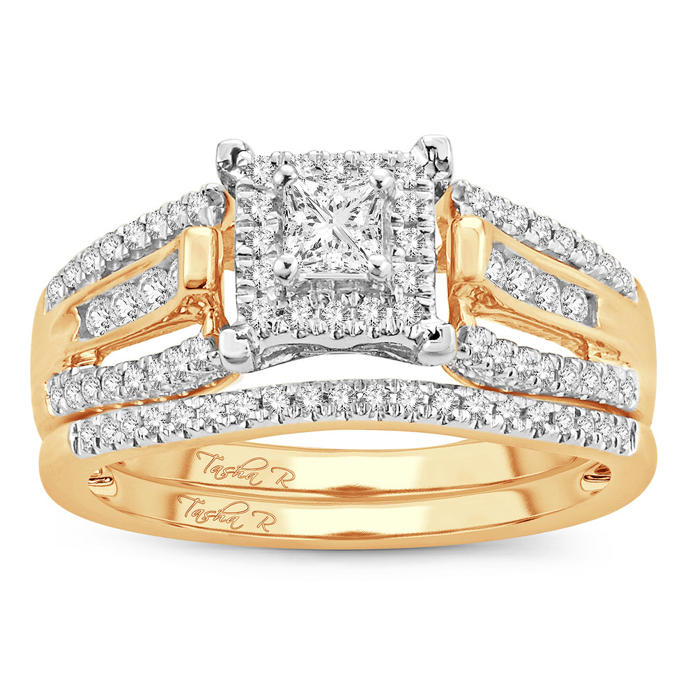 14K Yellow Gold Magnifcnet 0.52 Princess Cut Bridal