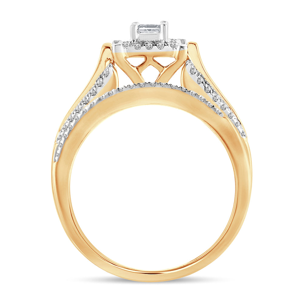 14K Yellow Gold Magnifcnet 0.52 Princess Cut Bridal