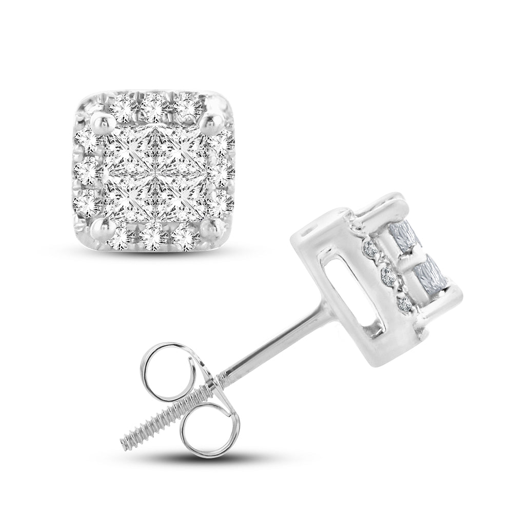 14K White Gold Elegant 0.25Ct Diamond Earring