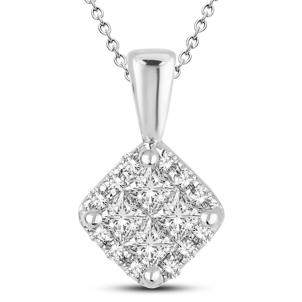 14K White Gold Elegant 0.25Ct Diamond Pendant