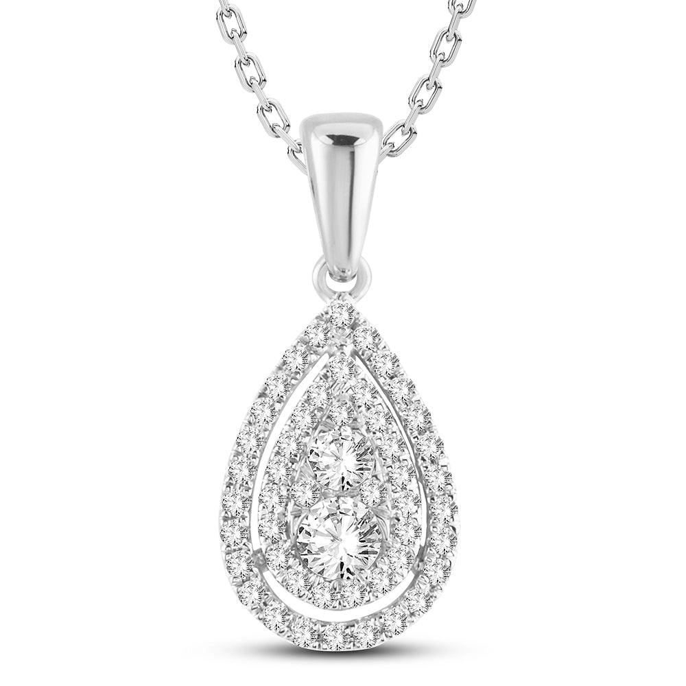 14K White Gold Beautiful  0.40Ct  Diamond  Pendant