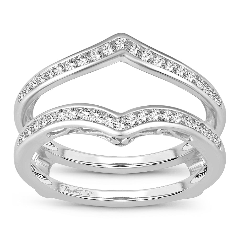 14K White Gold Exquisite  0.38Ct  Diamond Ring Guard