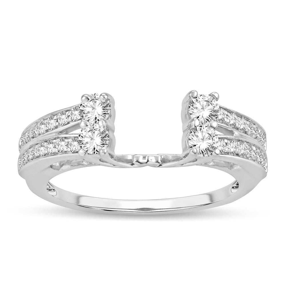 14K White Gold Magnifcnet  0.52Ct  Diamond Guard Ring