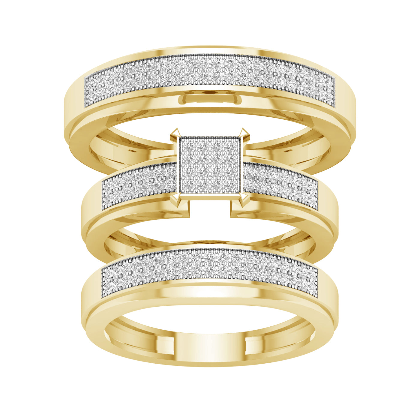 10K Yellow Gold Gorgeous  0.33Ct  Diamond Trio Set