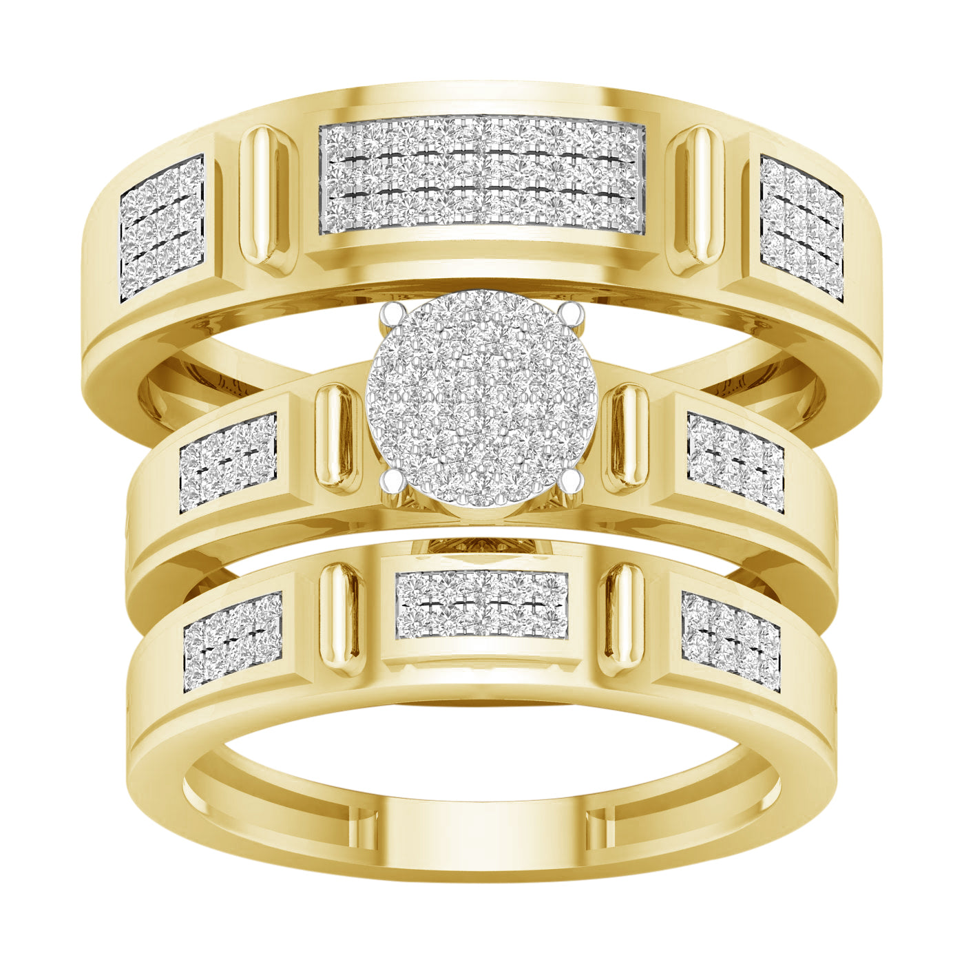 10K Yellow Gold Dazzling 0.50Ct Diamond Trio Set