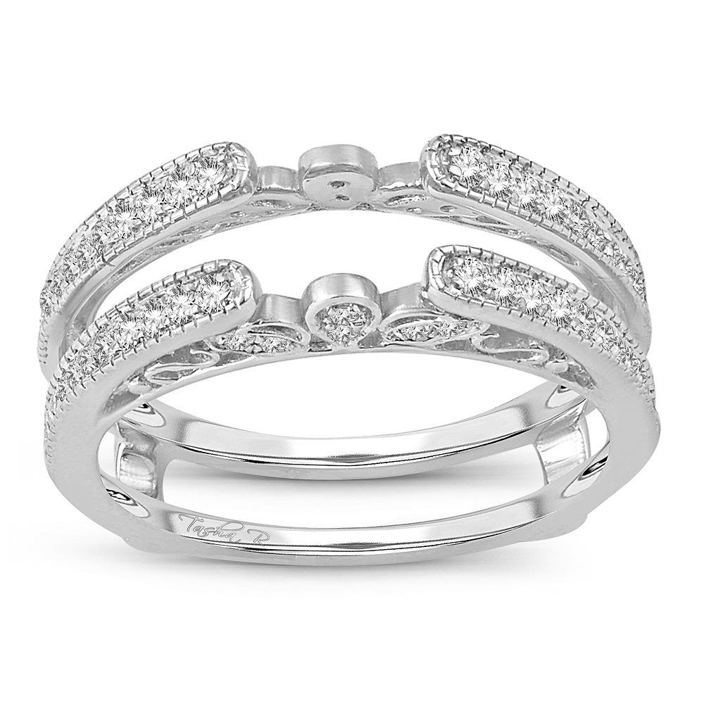 14K White Gold Beautiful  0.34Ct Ring Guard