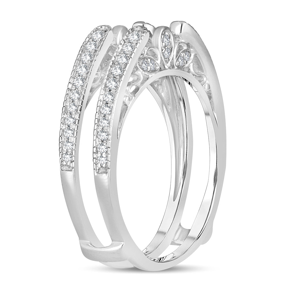 14K White Gold Beautiful  0.34Ct Ring Guard